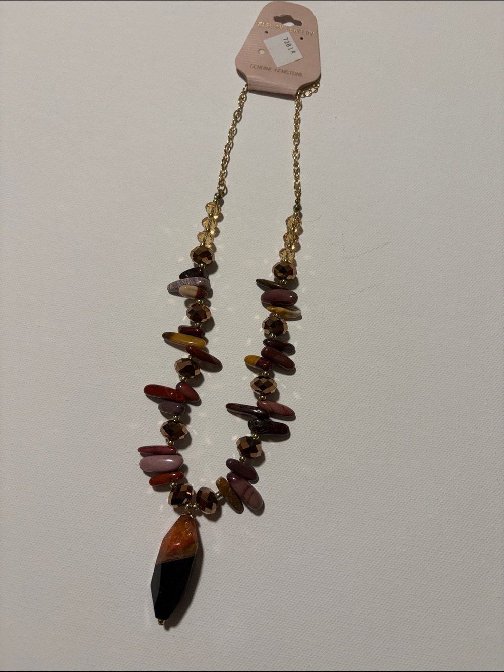 Women’s Multi-Color Beaded Pendant Necklace - Gold Chain